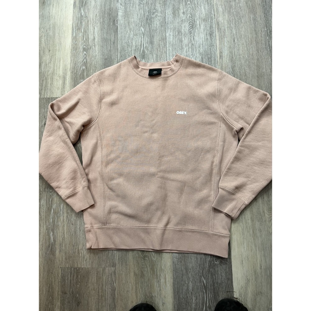 Obey W Cities Peach Crew Neck Sweatshirt Skateboard Streetwear Size Small